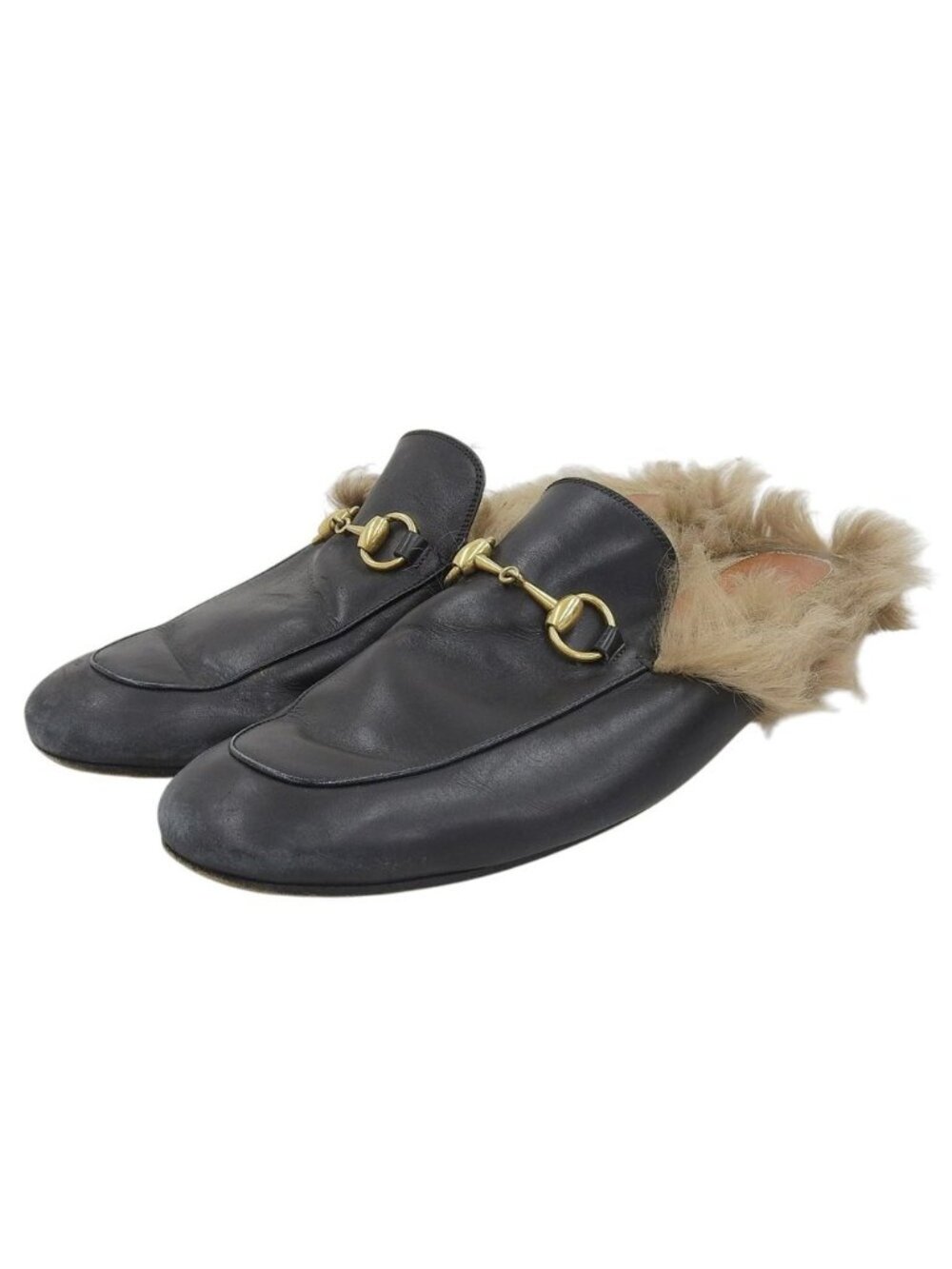 Gucci Fur Mules Shoes Black